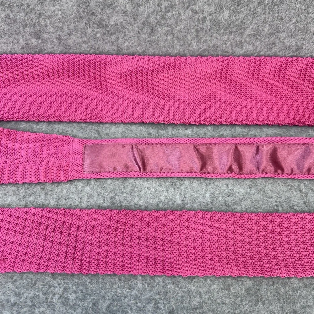Jacob Alexander Knit Tie Hot Pink Skinny Square End 100% Microfiber 58